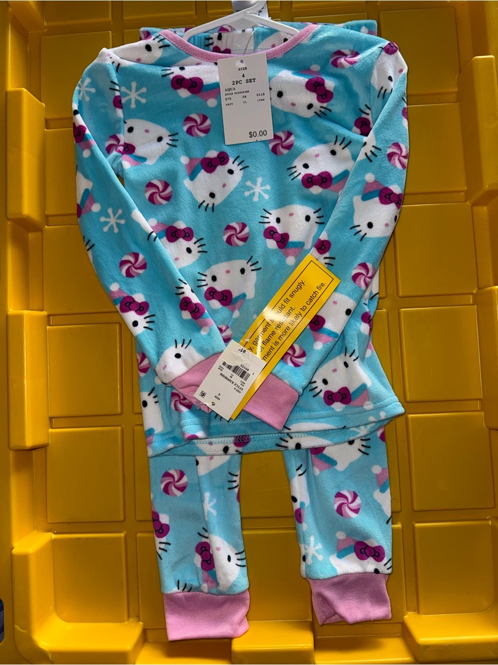 Hello Kitty Blue and Pink Fleece Pajama Set